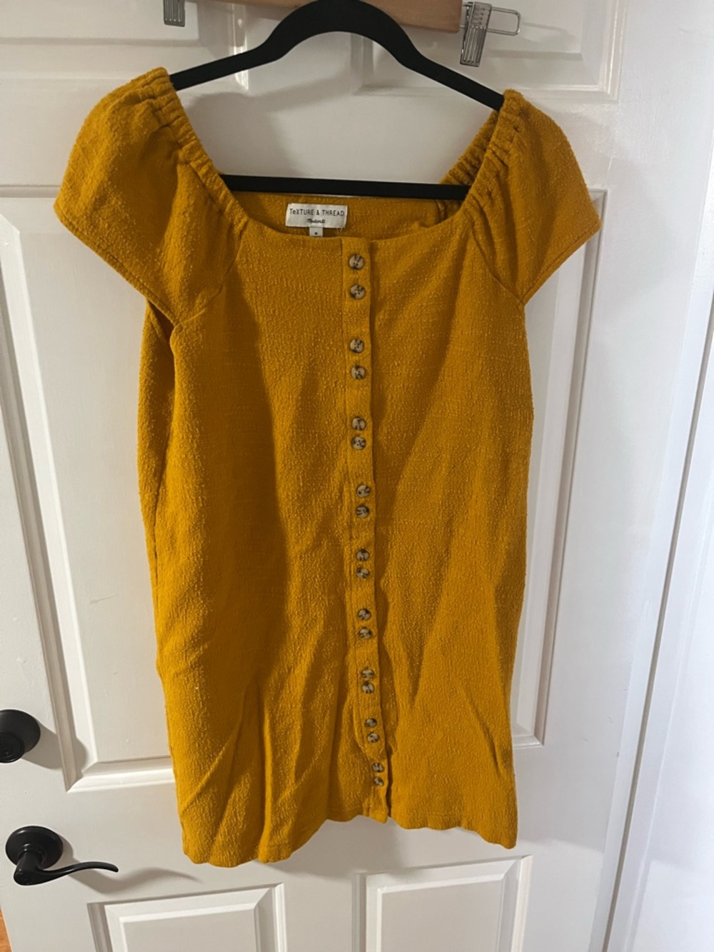 Madewell Mustard Button-Front Mini Dress